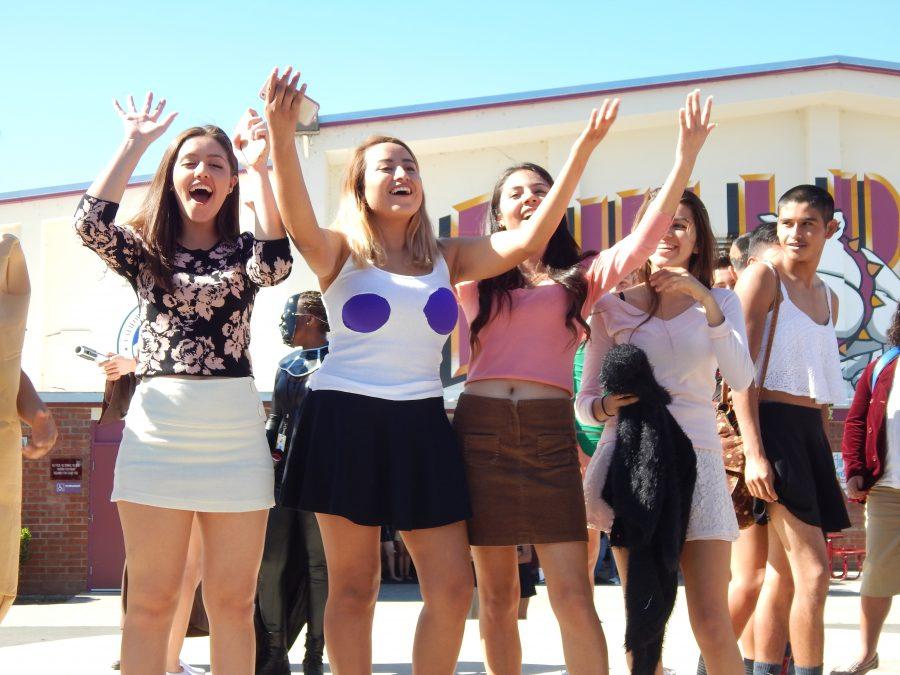 Senior Leslie Velasco, Vanessa Gomez, Sherry Velazquez, and Isabel Espinoza dressed up as the Mean Girls