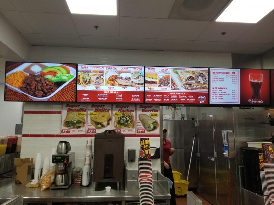 The menu at Tacos El Gavilan provide a variety of their fast-food style Mexican delicacies.