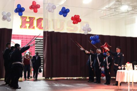 Cadets presented sabers to welcome veterans