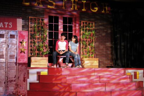 (Left to Right) Isaac Vargas as Troy and Adrianna Garcia as Gabriella on top of the rooftop garden sharing their feelings in Act 1 on Jan. 27. Photo by Rachel Leon.