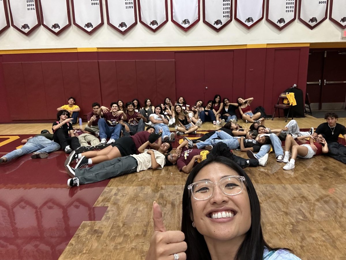 ASB Director Christine Vo and ASB students after welcome back rally.