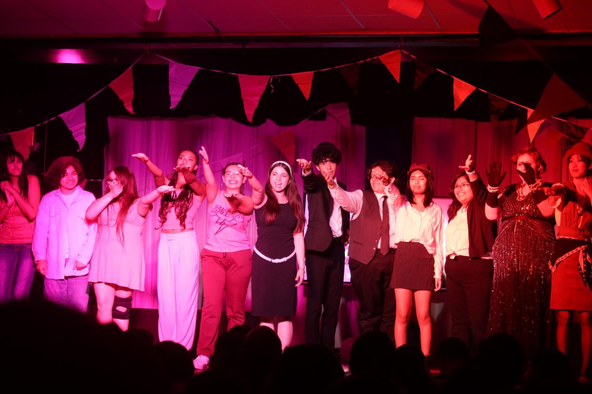 The cast thanks the audience for attending their show (Left to right, Angel Gayton, Adriana Reyes, Milagro Martinez, Iyannah Tibere, Mary Jane, Julianna Othmer, Isaac Vargas, Citlali Jimenez, Bethany Tomenis, Danelley Aguilar, Joycelyn Cook, Allison Luo)
