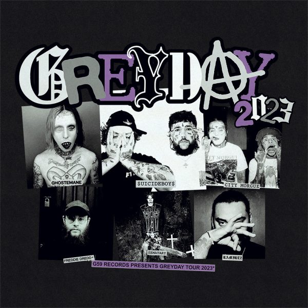Grey Day Tour Promo Poster Featuring $uicideboy$ with Ghostmane, City Morgue, Freddie Dred, Sematary, and Ramirez.