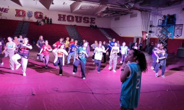Members of Dub C all gathered in the gym to practice their moves for the rally. They spent hours after school rehearsing their formations and such. The cheers make me really happy considering the work we do for it, said Simone Loya.