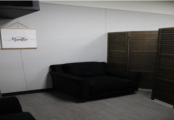 Wellness Center “Quieter Corner” is decorated with inspirational quotes and comfortable couches. The program also offers activities such as coloring and anxiety pop its to reassess during stressful times. 
