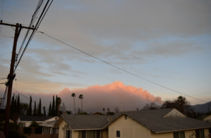 Smoke from a fire near the San Gabriel Valley Mountains at 7 a.m. today, was visible to homes in West Covina. 
