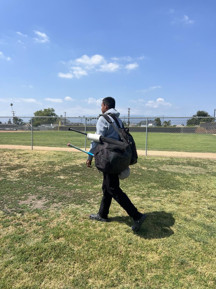Sophomore Issac Villescas heads straight to baseball practice after a full day of school, balancing both. “Getting the work done as early as possible is the easiest way to get them done,” Villescas said.
