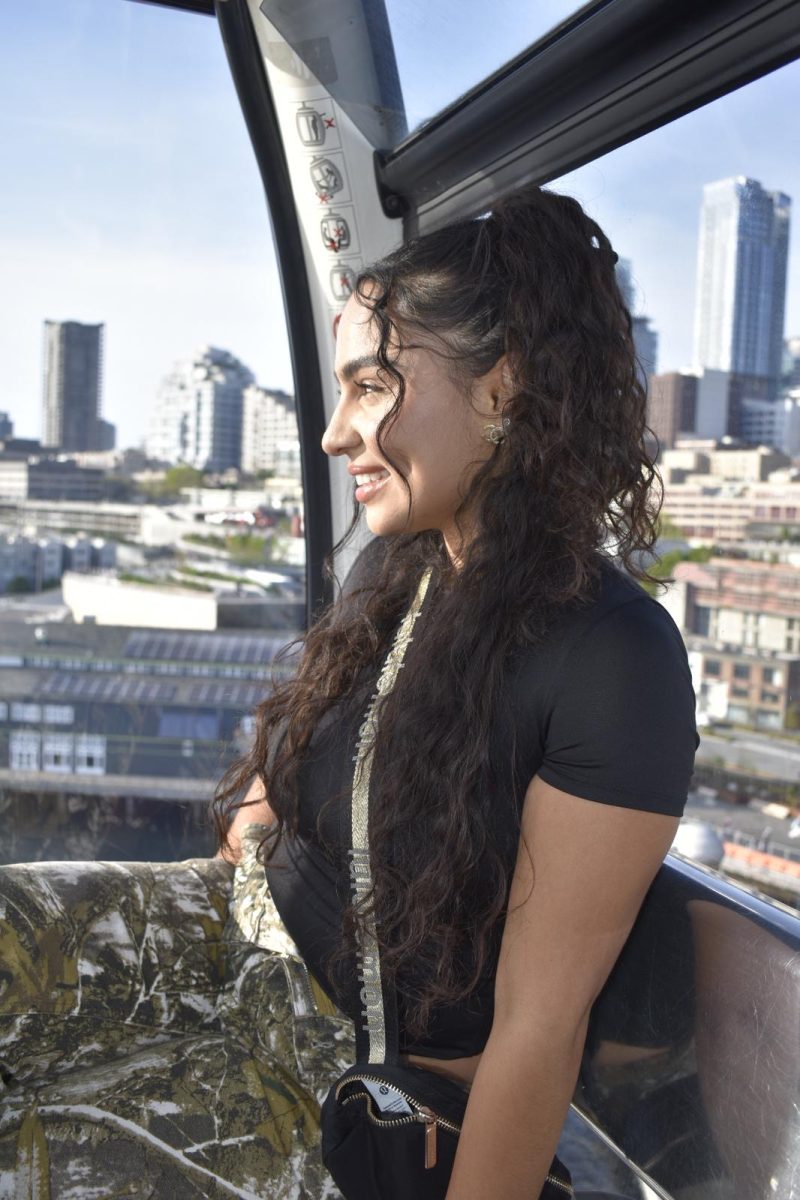I take in the gorgeous view from The Seattle Great Wheel, a popular tourist attraction located on Pier 57 that stands 175 feet tall. It was intimidating to get on this tall attraction, but I really enjoyed spinning around and watching as the ocean sparkled beneath. 