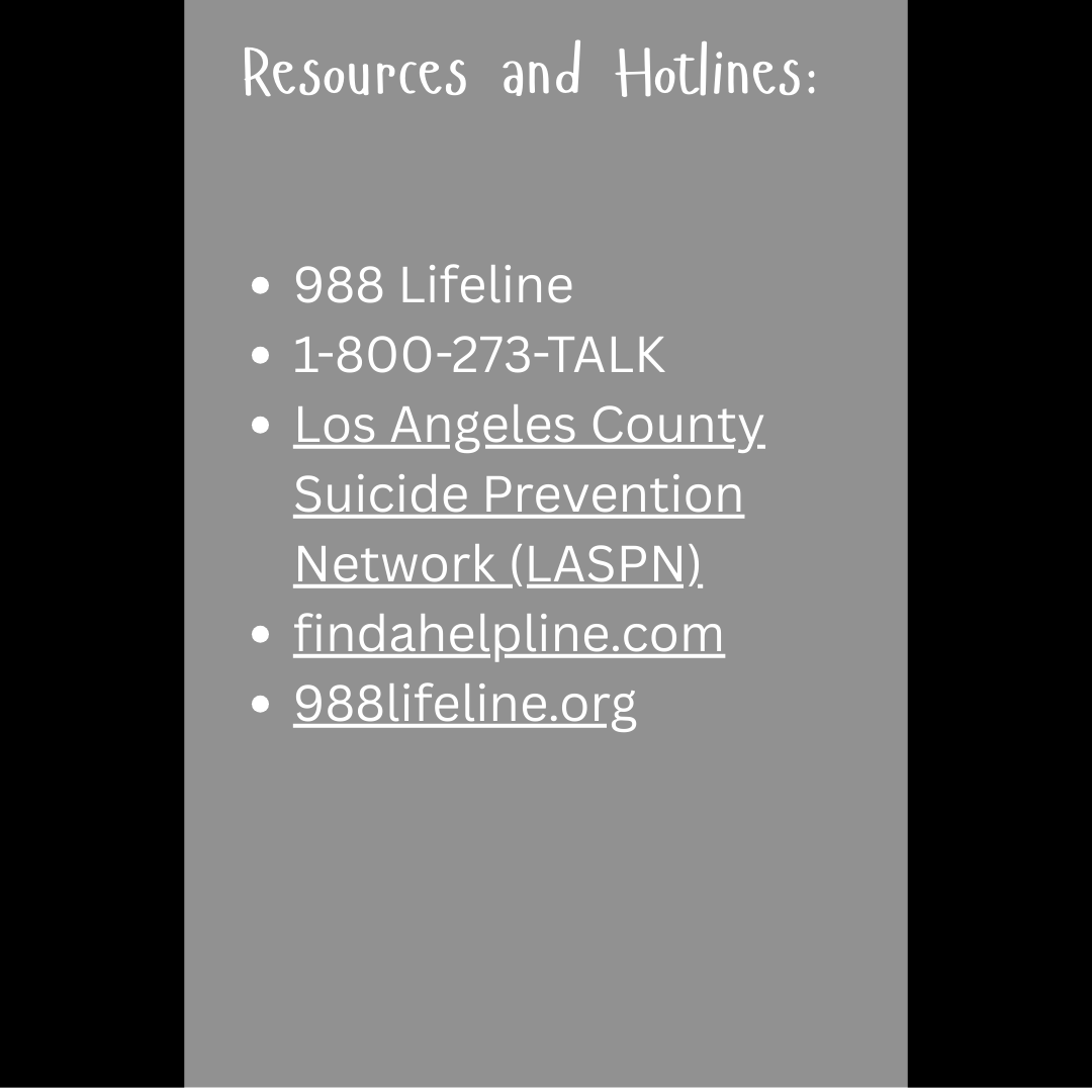 Resources and Hotlines for suicide prevention 