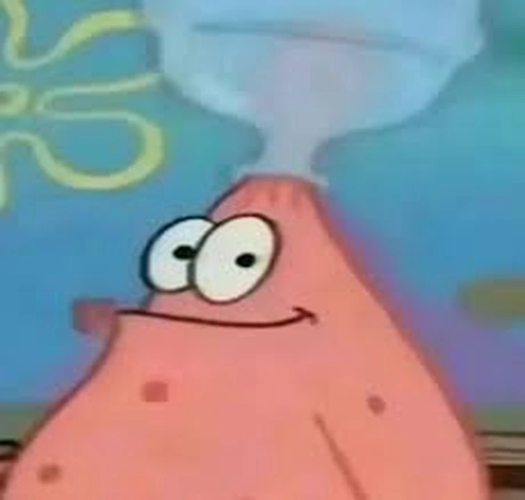 patrick with bottle on head