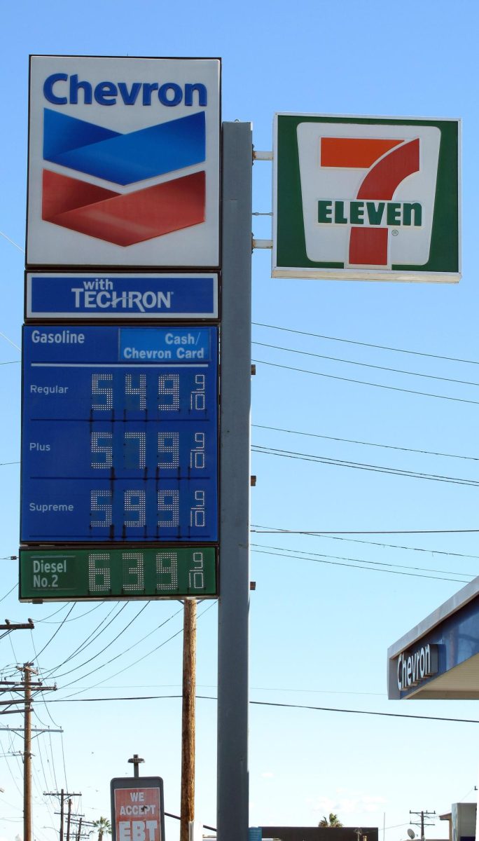 Four years ago, gas prices in a Chevron located in Los Angeles were under $6 per gallon for every available option. Now the lowest cost option in Chevron is $7 per gallon. Photo from Wikimedia Commons