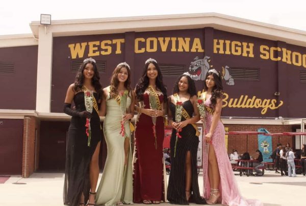 Members of this year's prom court after the prom fashion show on April 19 April 19. “The fun part, like homecoming and stuff, that is like the movies, they have prom and stuff, announcing prom queen [and] prom king,” senior Stephanie Perez said.
