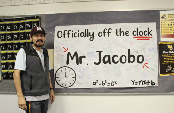Jacobo’s retirement poster signed by students and teachers. “Mr. Jacobo has always been known and highlighted by his peers as a true advocate for the students. His unwavering support for the Math Department has positively contributed to our campus,” Principle Charles Park stated in an email to staff.